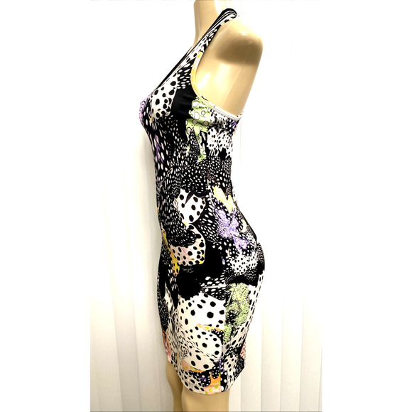 Just Cavalli Dress U Neck Sleeveless Fish Orchid Print Sheath racerback 38 2 XS - Picture 3 of 10